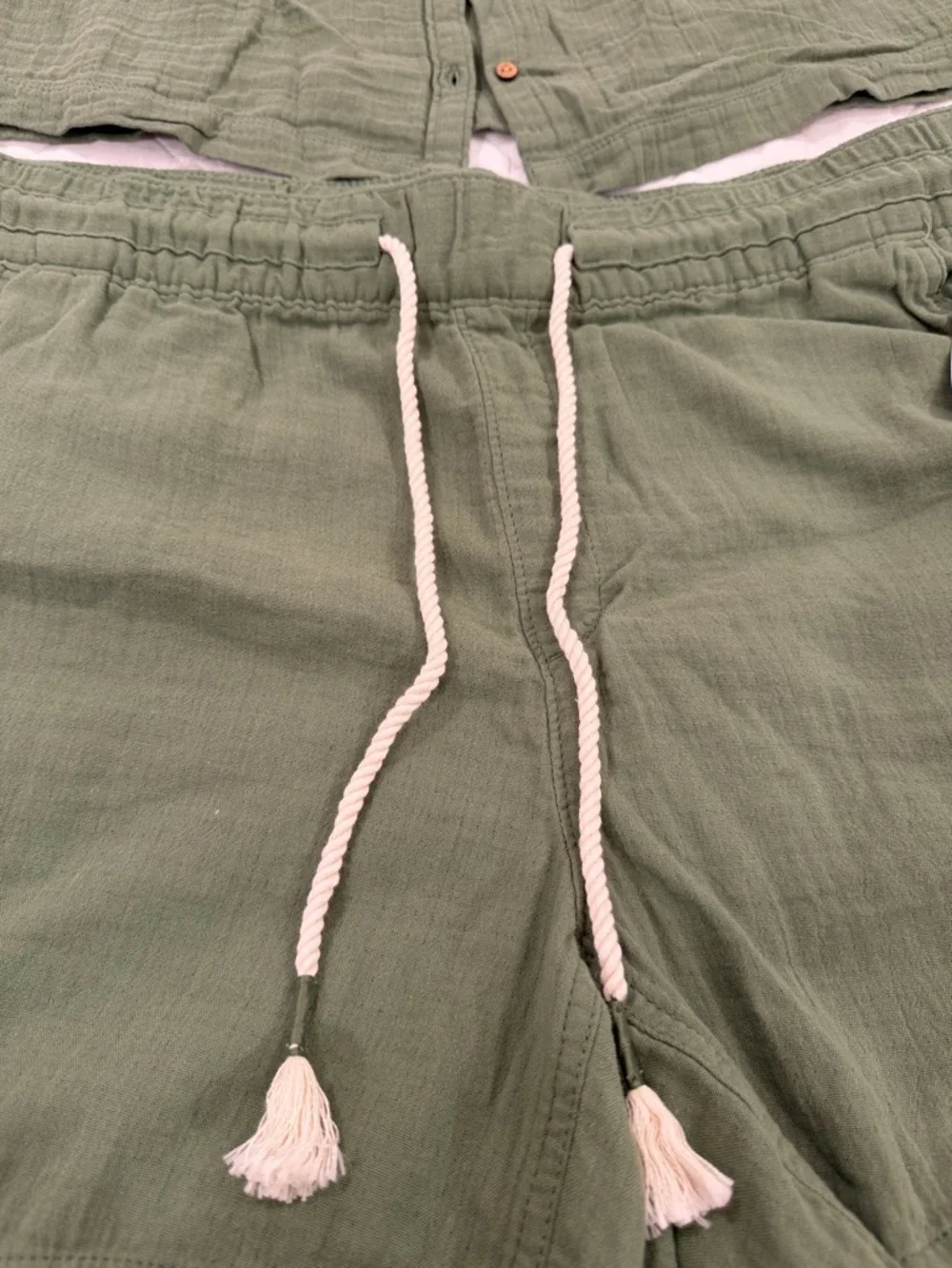Olive Green Two-Piece Gauze Lounge Set - Picture 3 of 7